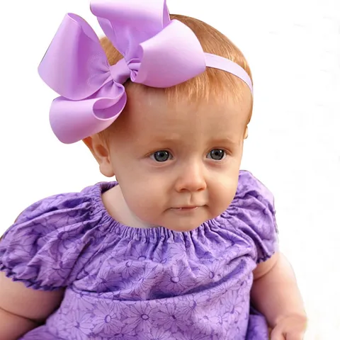 Diadema Con Lazo De Grosgrain Para Bebé Niña Diadema Elástica Suave Para Recién Nacidos Accesorios Para El Cabello De Color Sólido