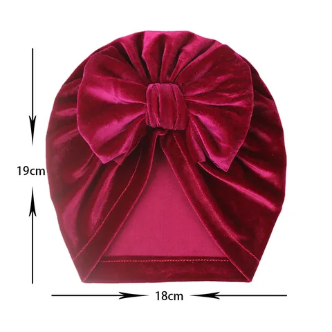 Baby Velvet Turban Hat Large Bow Knot Soft Warm Headwrap Infant Toddler Girl Beanie Cap Bohemian Style Baby Accessory Gift