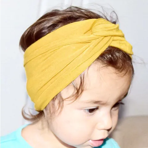 Soft Nylon Baby Headband Twisted Knot Elastic Hair Band For Infant Toddler Girls Solid Color Wide Turban Headwrap Accessories
