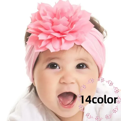 Diadema para Bebé Linda Elástica Suave de Tela con Flor Grande Accesorios para el Cabello para Recién Nacidos Niñas Fotografía
