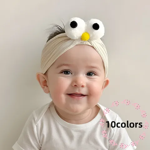 Cute Big Eyes Baby Headband Elastic Ribbed Knit Hair Band Infant Fontanelle Protection Headwrap For Newborn Toddler Girls Boys