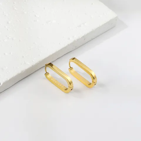 Minimalist Stainless Steel Geometric Hoop Earrings For Women Gold Silver Plated Oval Star Heart Octagon Shape Fashion Jewelry