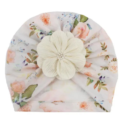 Bohemian Baby Floral Turban Hat Large Fabric Flower Decoration Soft Elastic Infant Headwrap Newborn Toddler Girl Accessories