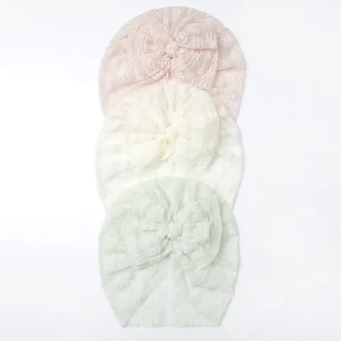 Baby Breathable Lace Bow Hat Thin Soft Infant Turban Cap For Photography Props Newborn Toddler Headwear Accessories