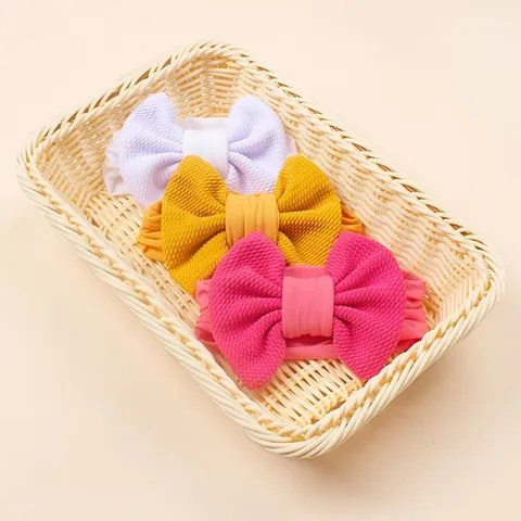 Soft Waffle Weave Baby Headband Large Bow For Infants Toddlers Girls Cute Stretchy Candy Color Hair Accessories Collection