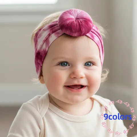 Baby Tie Dye Headbands With Donut Knot Soft Stretchy Polyester Hair Bands For Infants Toddlers Cute Gradient Accessories