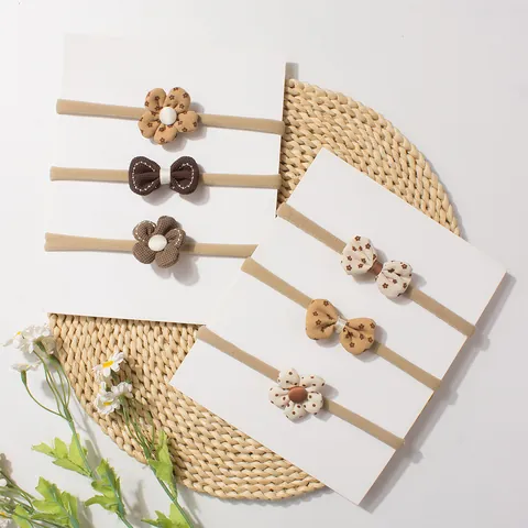 Infant Elastic Nylon Headbands Earth Tones Floral Bow Headwear For Newborn Toddler Baby Girls Hair Accessories Gift Collection