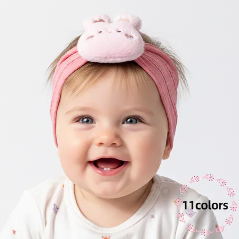 Bandeau pour Nourrisson en Tricot Élastique Avec Décoration Animale en Peluche Accessoire Cheveux Nouveau-né Cadeau de Naissance