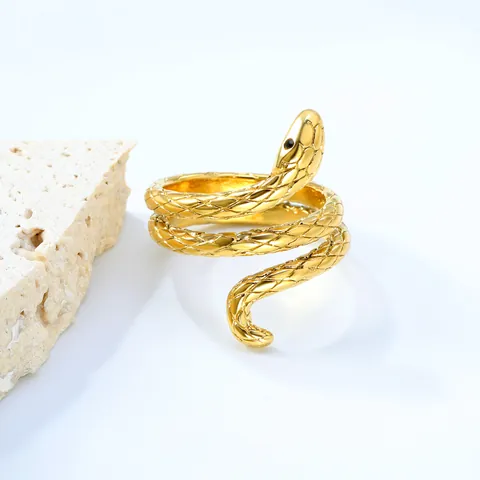 Luxury Stainless Steel Geometric Zirconia Snake Heart Mother Of Artificial Pearl Rings For Women 18K Gold Plated Vintage Adjustable Open Rings Fashion Jewelry Gift