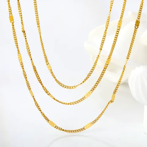 Minimalist Stainless Steel Layered Necklace Women Gold Silver Plated Multi Strand Snake Chain Geometric Sweater Chain