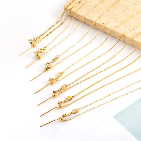 Verstellbare 316L Edelstahl 18K Vergoldet Halskette Mit Schieberperle Und Nadelende Für DIY Schmuckherstellung Damen