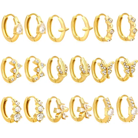 Minimalist Stainless Steel 18K Gold Plated Huggie Hoop Earrings French Luxury Geometric Zirconia Earrings For Women Jewelry