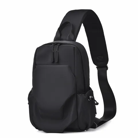 Men Casual Oxford Cloth Chest Bag Waterproof Nylon Crossbody Bag Multi Pocket Shoulder Bag For Commuting Travel Solid Color
