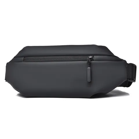 Men's Waterproof Chest Bag Matte PU Leather Outdoor Casual Waist Bag Urban Techwear Sling Bag With Adjustable Strap Black