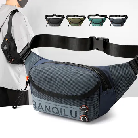 BANQILU Men's Chest Bag Oxford Waterproof Multi-functional Waist Bag Large Capacity Outdoor Sport Crossbody Phone Pouch Trend
