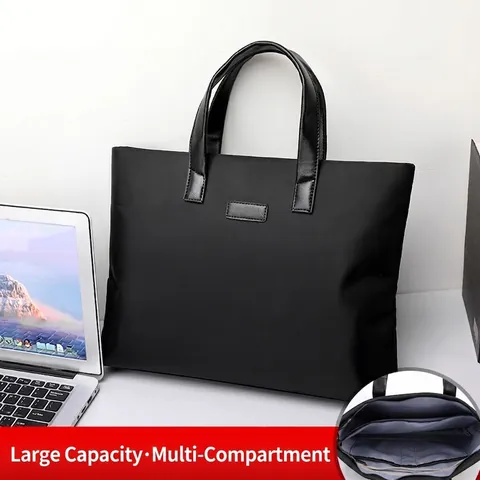Bolso Tote para Portátil de Negocios para Hombre Gran Capacidad Impermeable de Tela Oxford Maletín Bolso de Mano para Oficina Trabajo