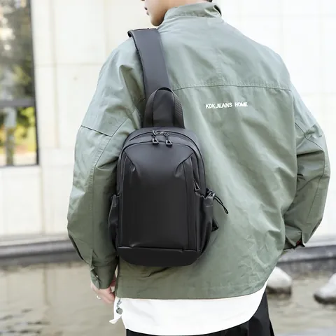 Herren Wasserdichte Oxford-Stoff Umhängetasche Minimalistische Einfarbige Brusttasche Für Den Täglichen Weg Zur Arbeit Sport