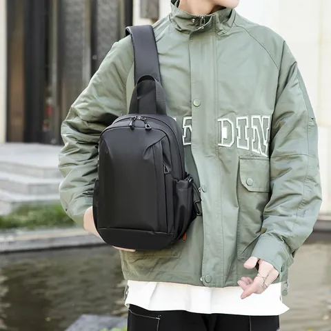 Herren Wasserdichte Oxford-Stoff Umhängetasche Minimalistische Einfarbige Brusttasche Für Den Täglichen Weg Zur Arbeit Sport