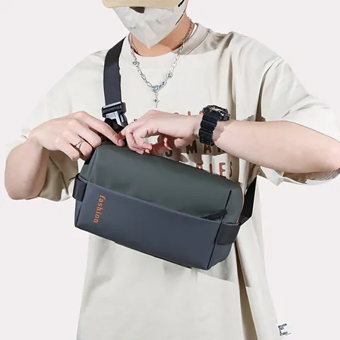 Bolso de Pecho Casual para Hombre Impermeable Cuero PU Bloque de Color Bandouliera para Deportes al Aire Libre Viaje