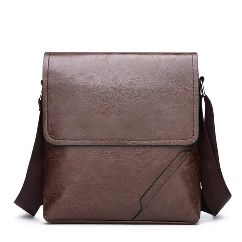 Bolso Bandolera de Cuero PU de Negocios Casual para Hombre Moda Impermeable con Solapa Messenger para Viajes Diarios Hombro