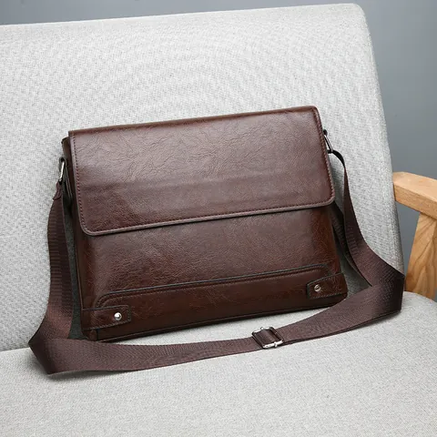 Herren Retro PU Leder Umhängetasche Business Casual Messenger Bag Große Kapazität Wasserdicht Schultertasche Für Reise Arbeit