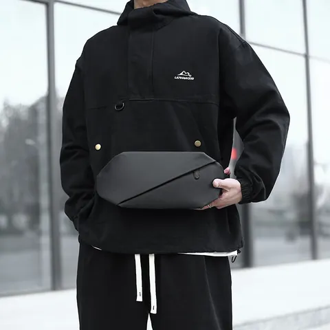 Waterproof Men Chest Bag Large Capacity Functional Crossbody Bag Streetwear Minimalist Geometry Shoulder Sling Bag For Men