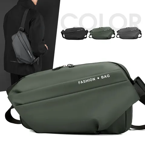 Borsa da Petto da Uomo alla Moda in Pelle PU Impermeabile Grande Capacità Streetwear Messenger per Ciclismo Sport All'aperto