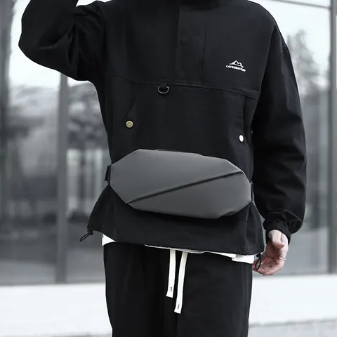 Waterproof Men Chest Bag Large Capacity Functional Crossbody Bag Streetwear Minimalist Geometry Shoulder Sling Bag For Men