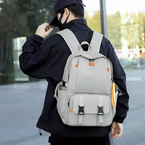 Mochila para Hombre de Tela Oxford Gran Capacidad Con Puerto de Carga USB Impermeabile Techwear Bolsa de Viaje Escolar para Laptop 15.6 Pulgadas