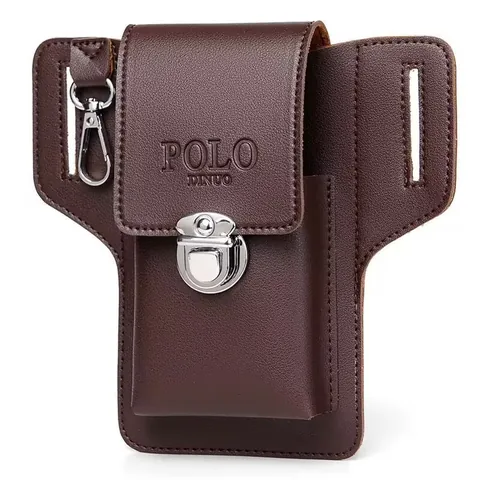 Herren PU-Leder Handy Gürteltasche Business Casual Gürtelschlaufen Halfter Mit Zigarettenfach Und Schlüsselanhänger Metallschnalle Handyhülle