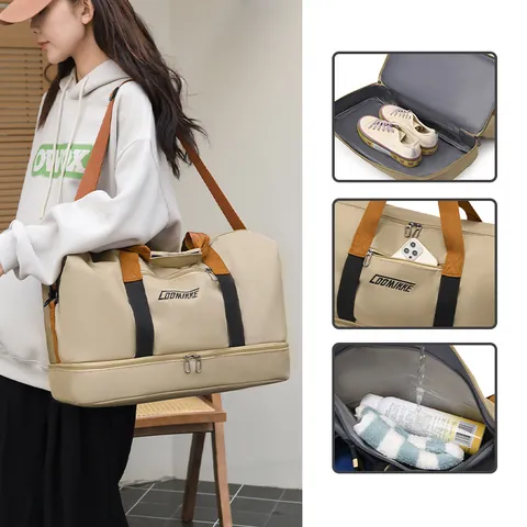 Bolso de Viaje de Gran Capacidad Con Compartimento Independiente Para Zapatos Tela Oxford Impermeable Bolso Deportivo Para Hombres Mujeres