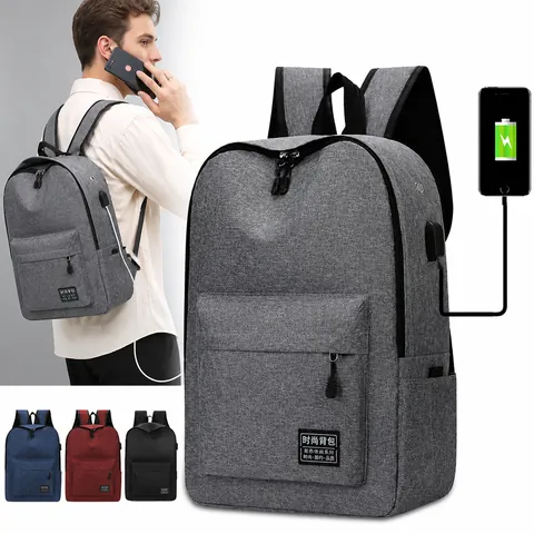 Επαγγελματικό Casual Σακίδιο Πλάτης Φόρτιση USB Μεγάλη Χωρητικότητα Αδιάβροχο Νάιλον Τσάντα Laptop Σχολική Για Ταξίδια Μαθητές Μινιμαλιστικό Μονόχρωμο Πολυστρωματικό