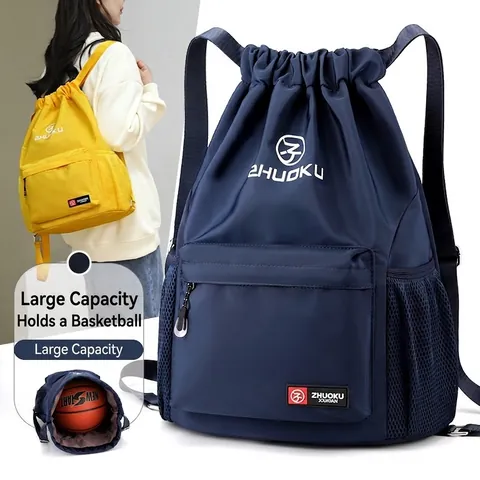 Zaino a Coulisse in Tessuto Oxford di Grande Capacità per Uomo Donna Borsa Sportiva Resistente all'Acqua per Viaggio Fitness Basket