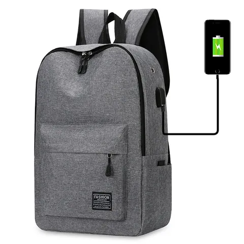 Zakelijk Casual USB Opladen Rugzak Grote Capaciteit Waterdicht Nylon Laptop Schooltas Voor Reizen Studenten Minimalistisch Effen Kleur Meerlagige Daypack