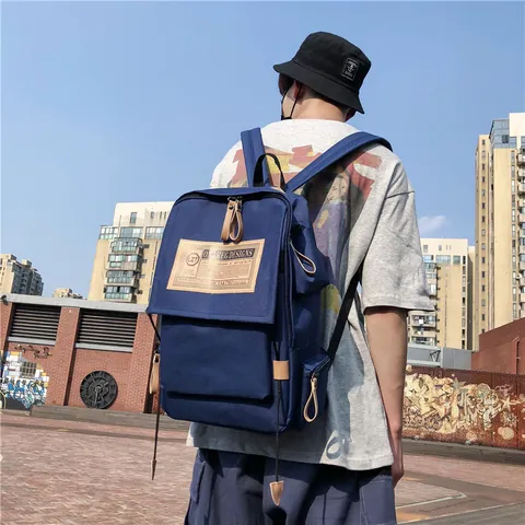 Zaino in Tela Oxford di Grande Capacità Vintage Street Style Borsa da Scuola Per Uomo Donna Multi Tasche Zaino da Viaggio Casual