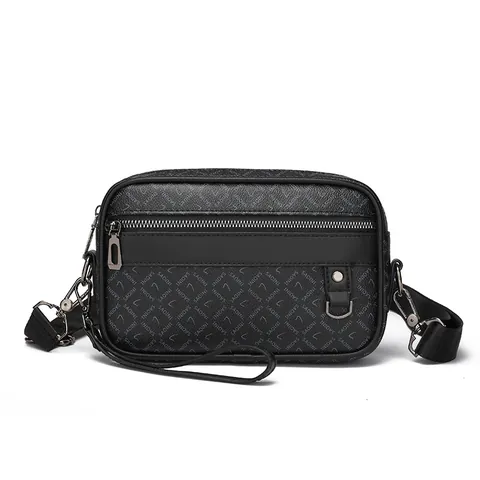 Herren Casual PU Leder Umhängetasche Wasserdicht Schultertasche Mit Verstellbarem Gurt Monogramm Brief Druck Clutch Für Den Alltag