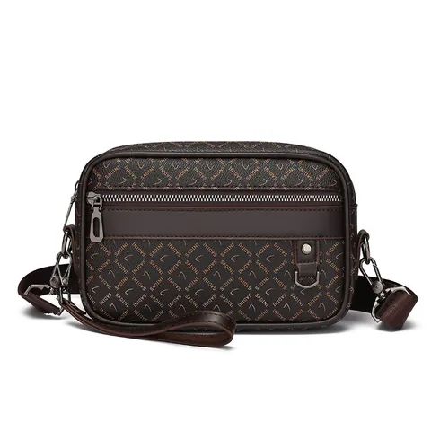 Herren Casual PU Leder Umhängetasche Wasserdicht Schultertasche Mit Verstellbarem Gurt Monogramm Brief Druck Clutch Für Den Alltag