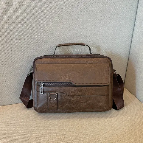 Herren Business Casual PU Leder Umhängetasche Große Kapazität Aktentasche Handtasche Mit Verstellbarem Schultergurt