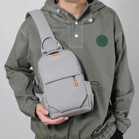 Men Oxford Cloth Chest Bag Waterproof Crossbody Bag With USB Charging Port Earphone Hole Multi-Pocket Sporty Shoulder Pack