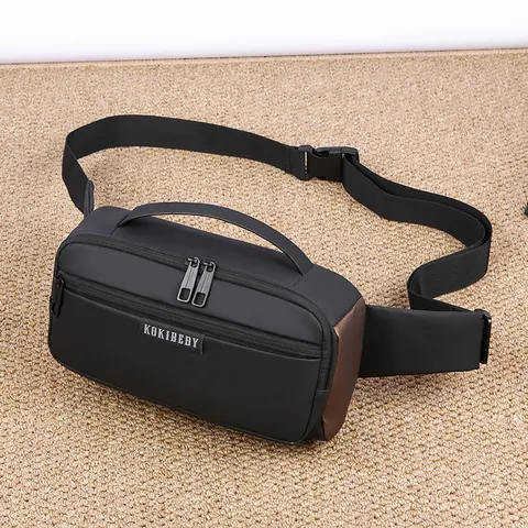 Men Fashion Waterproof Oxford Cloth Chest Bag Casual Crossbody Shoulder Bag With Top Handle Adjustable Strap Multi Pocket Sport Waist Bag For Daily Travel