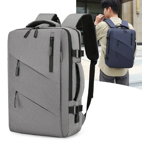 Zaino per Laptop Business a Grande Capacità Impermeabile in Tessuto Oxford Borsa da Viaggio Con Porta di Ricarica USB da Uomo