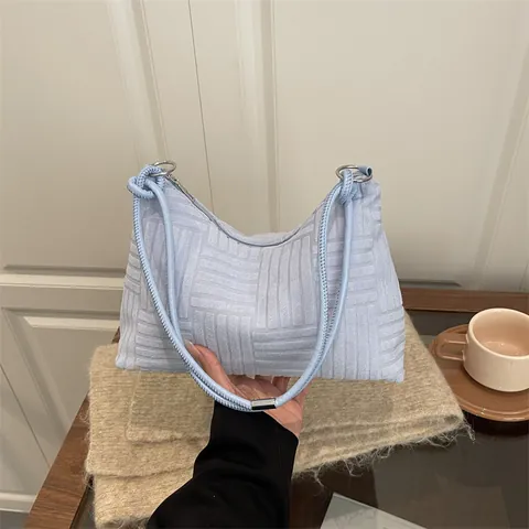 Bolso de Hombro Retro para Mujer Tejido Texturizado Gran Capacidad Bolso de Mano para Viaje Diario Elegante Bolso de Axila Acolchado