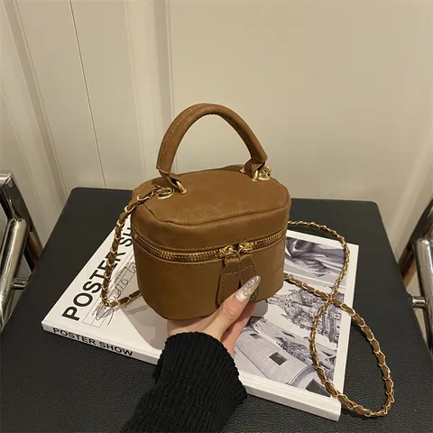 Vintage PU Suède Mini Crossbody Tas Voor Dames Retro Effen Luipaardprint Handtas Schoudertas Met Kettingriem