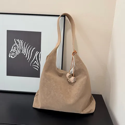Bolso Tote Vintage de Gran Capacidad para Mujer Cuero PU Color Sólido Bolso de Hombro Con Costuras en Contraste Bolso Hobo Sencillo para Viaje