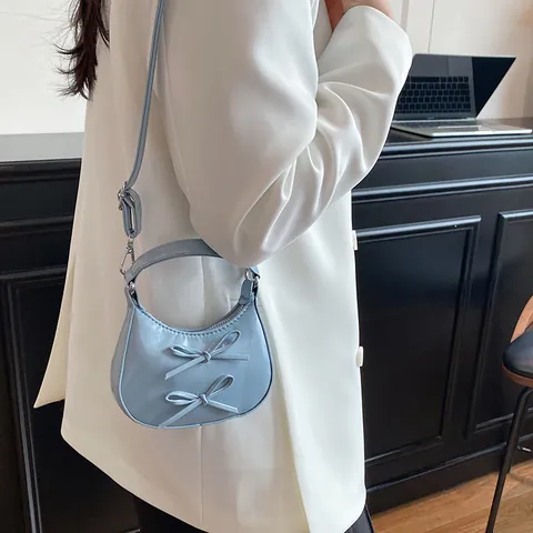 Bolso de Mano Mini de Cuero PU para Mujer Estilo Coreano Dulce Diseño de Lazo Color Sólido Bolso Bandolera Pequeño Cuadrado