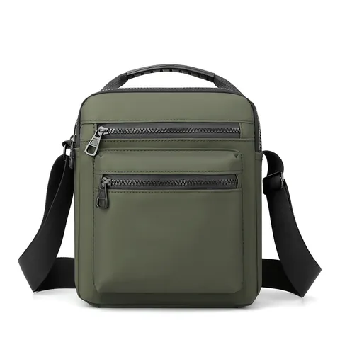 Men Oxford Crossbody Bag Waterproof Multi-Pocket Shoulder Bag Solid Color Sporty Messenger Bag For Daily Travel