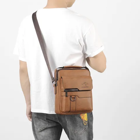 Vintage PU Leder Herren Umhängetasche Wasserdichte Umhängetasche Mit Mehreren Taschen Lässige Business Handtasche Für Reisen Alltag
