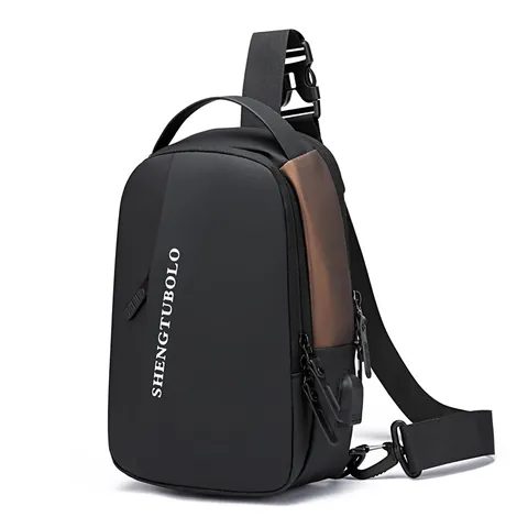 Men's Waterproof Oxford Chest Bag With USB Charging Port Casual Sporty Sling Bag Crossbody Shoulder Bag For Travel Daily