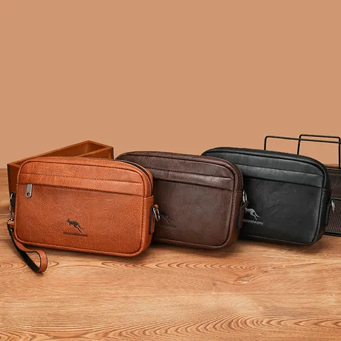 Herren Business-Casual PU Leder Umhängetasche Wasserdicht Litschikorn Schultertasche Für Tägliche Arbeit Reise Herren Clutch
