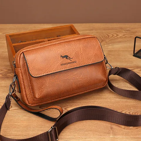 Herren Retro PU Leder Umhängetasche Mode Litschi Struktur Kleine Quadratische Kuriertasche Multifunktionale Clutch Mit Verstellbarem Riemen Für Den Täglichen Gebrauch